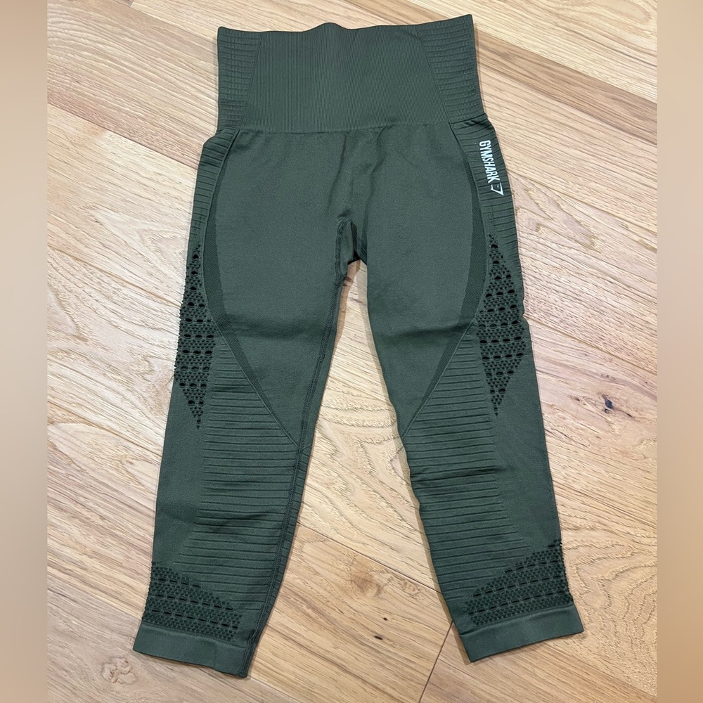 Gymshark Energy Seamless Olive HR Crop Leggings